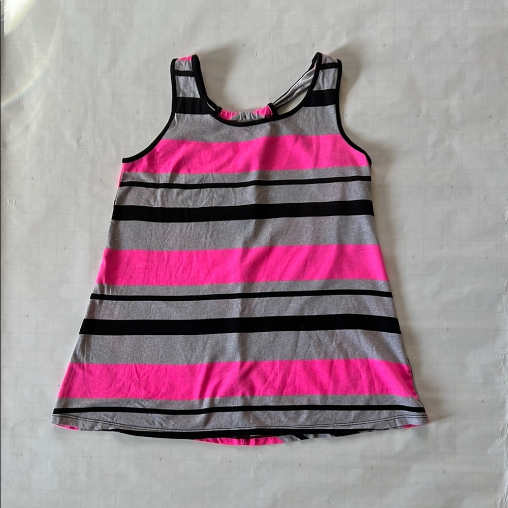 Total Girl Pink and Gray Striped Top - Size L